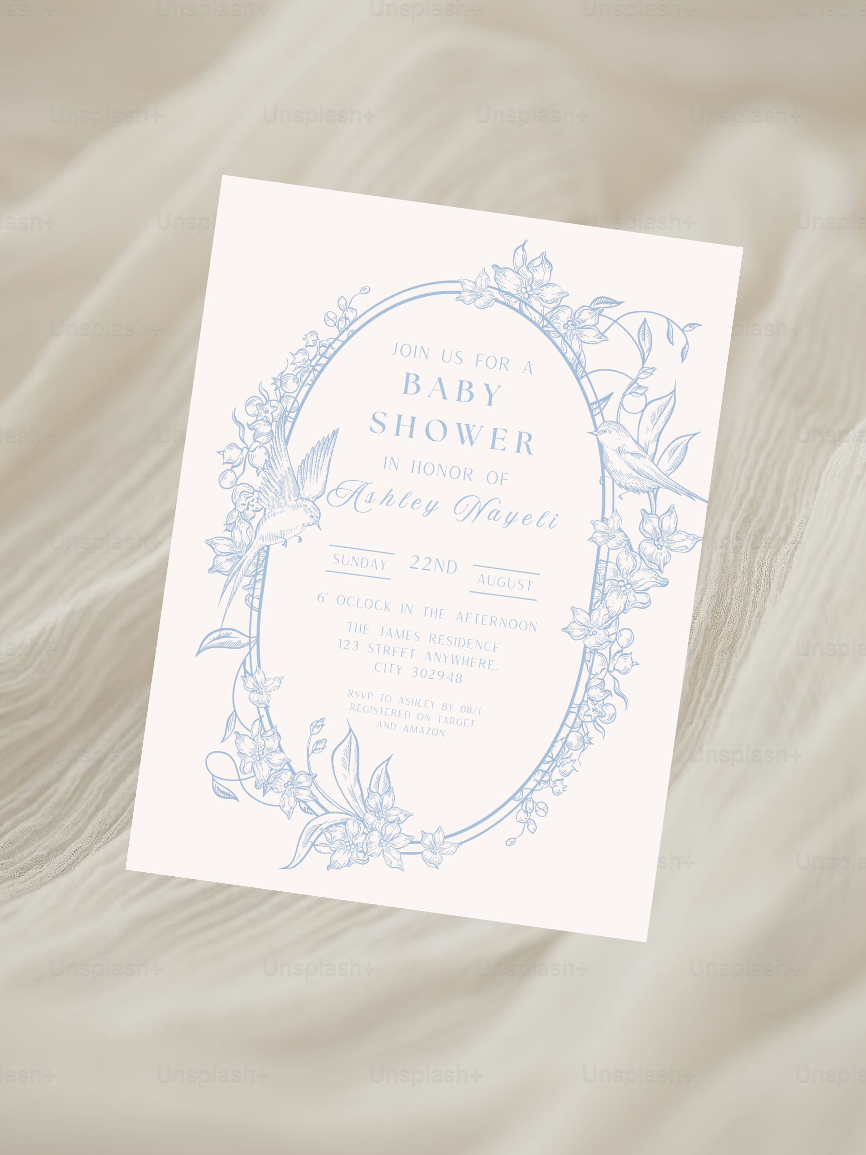 Custom Baby Shower Floral Invitation – Editable Canva Template