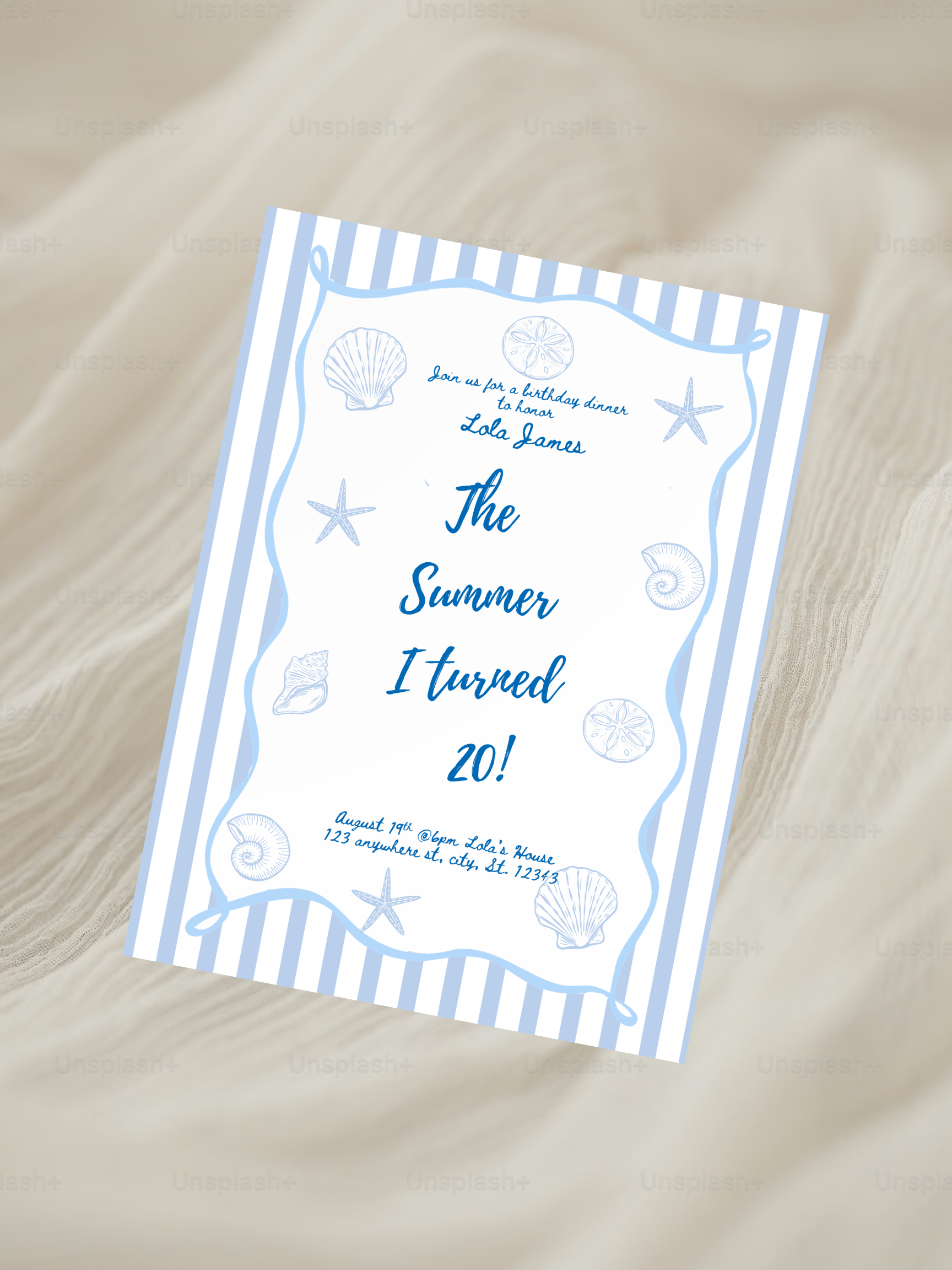 The Summer I Turned Pretty Inspo Birthday Invitation – Editable Canva Template