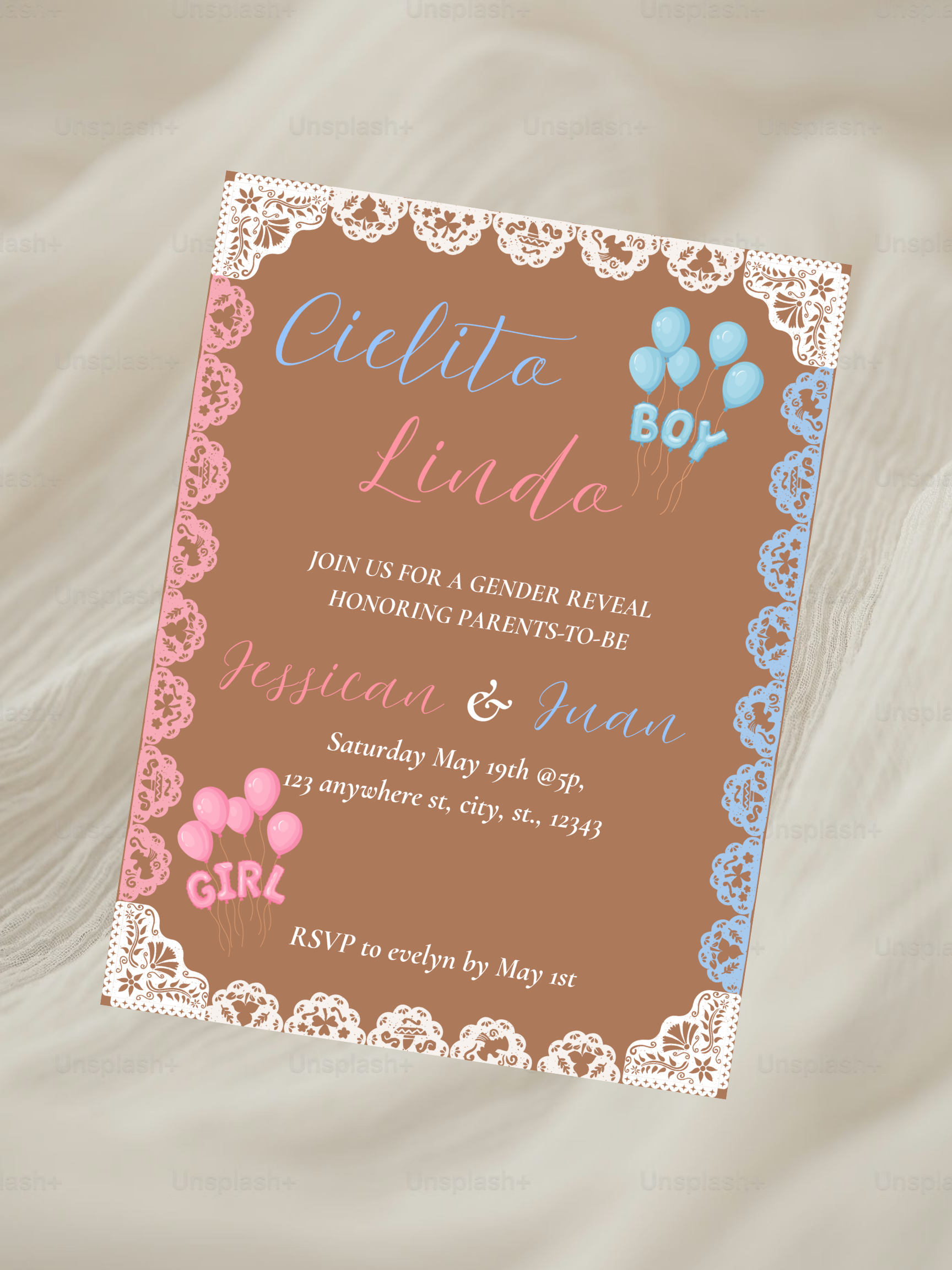 Gender Reveal Invitation – Editable Canva Template